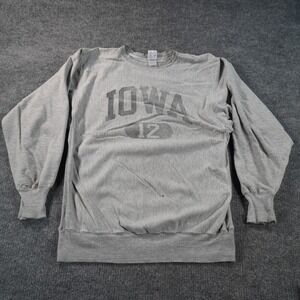 Vintage Iowa Hawkeyes Sweatshirt Mens Large Gray Distressed Reverse Weave 12 90s